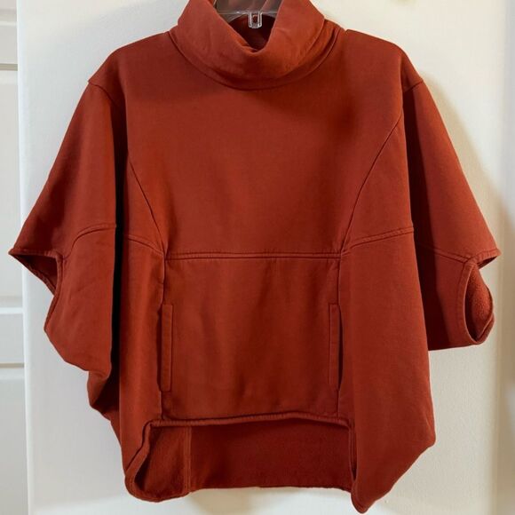 Irema Slow Fashion Cocoon High Neck Sweatshirt In Brick S - Picture 5 of 13
